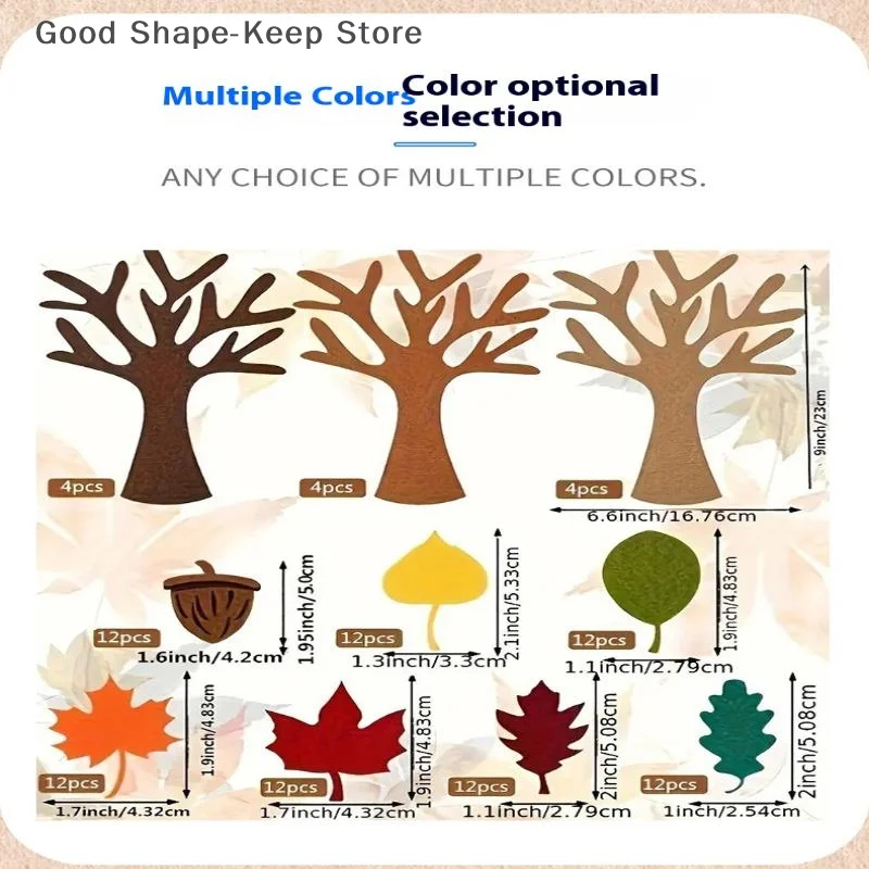 

96Pcs DIY Felt Tree Kit Handmade Autumn Crafts for Home Thanksgiving Party Christmas Wall Hanging Decorations