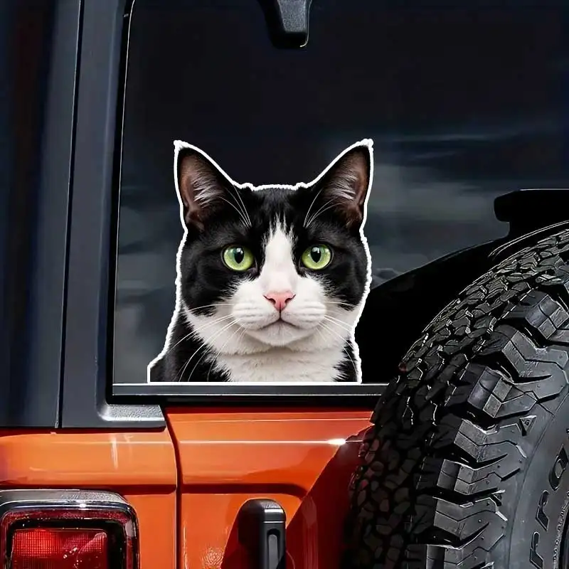 

Cute Black White Cat Car Sticker Vinyl Decal Waterproof Rear Window Motorcycle Camper Bumper Truck Laptop Decoration SH1557