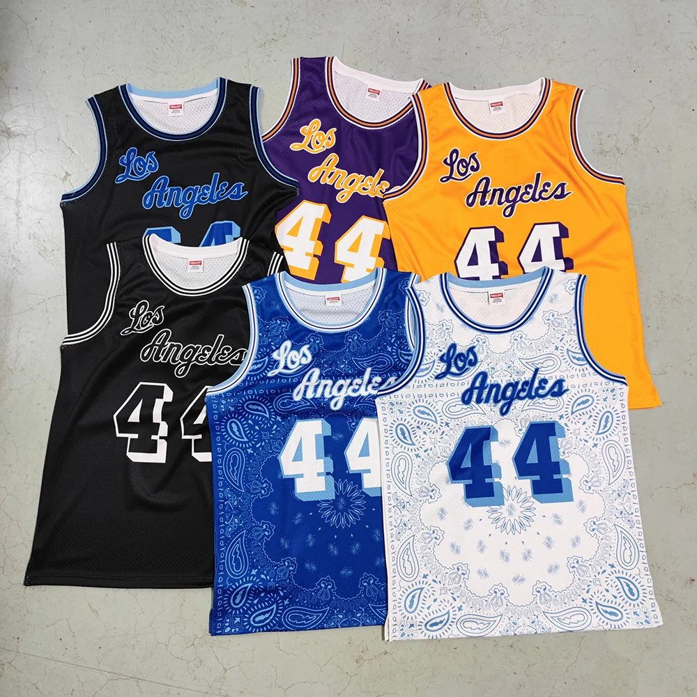 

Trillest R.I.P. Los Angeles 44 Jerry West Heavy Weight Mesh Digital Printing Paisley Urban Edition Customized Basketball Jerseys