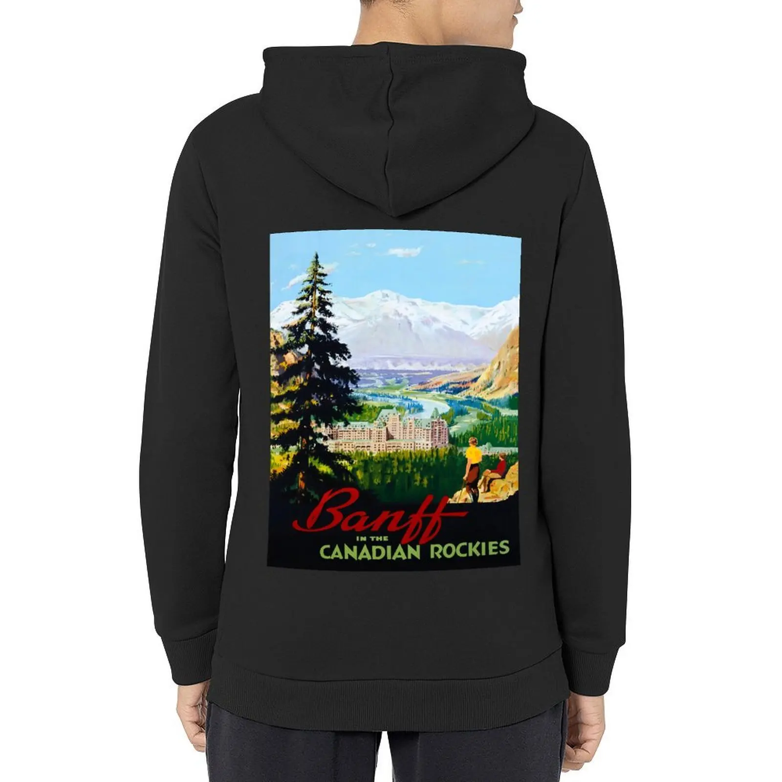 

Banff Canada Vintage Travel Poster Hoodie autumn graphic t shirts men hooded shirt japanese style hoodie oversize