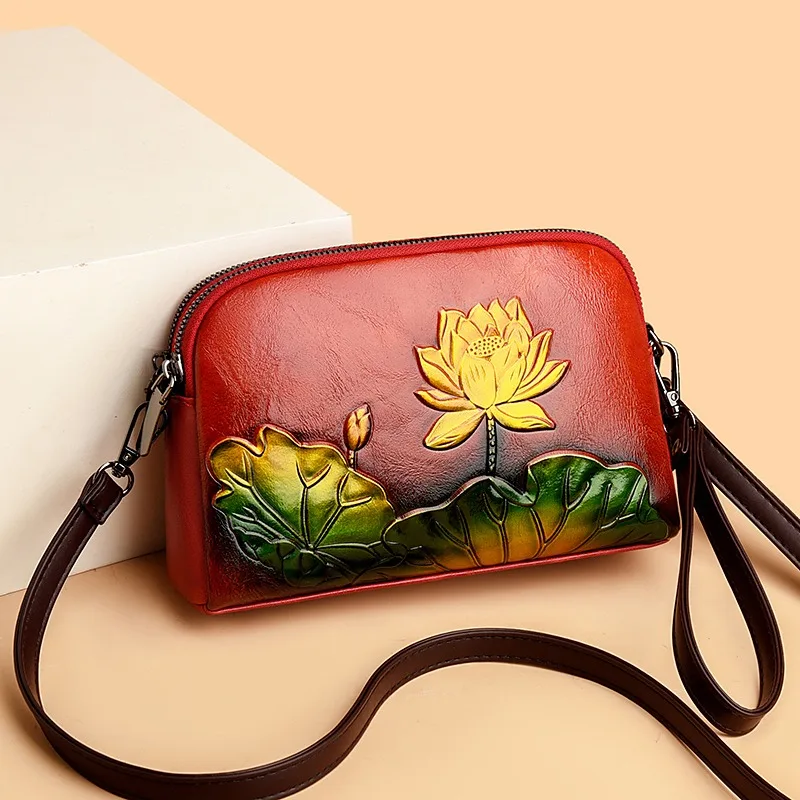 

2025 High Quality Concise Trend Flower Crossbody Bags for Women New Pu Zipper Shoulder Bags Hot Sale Versatile Commuting