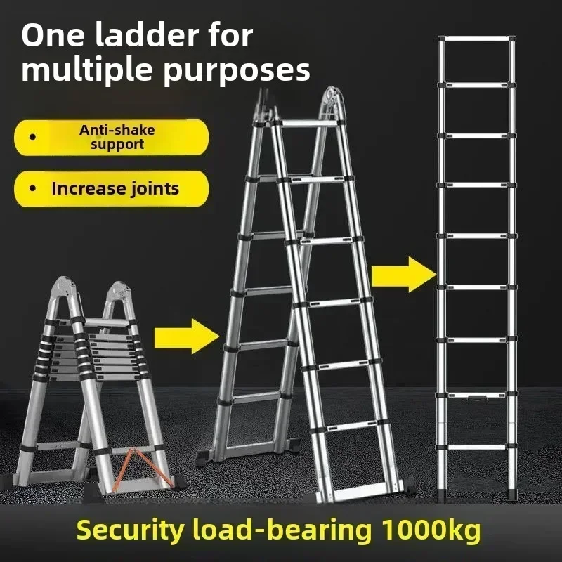 Portable Ladder Stainless Steel Multifunctional Telescopic Ladder Household Portable Engineering Lifting Straight Folding Safety