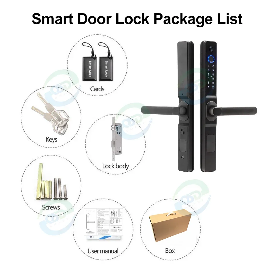 Intelligenter digitaler Viewer Tuya APP WiFi Türschloss Aluminium Schiebesicherheit Fingerabdruckgriff Smart Lock mit Kamera