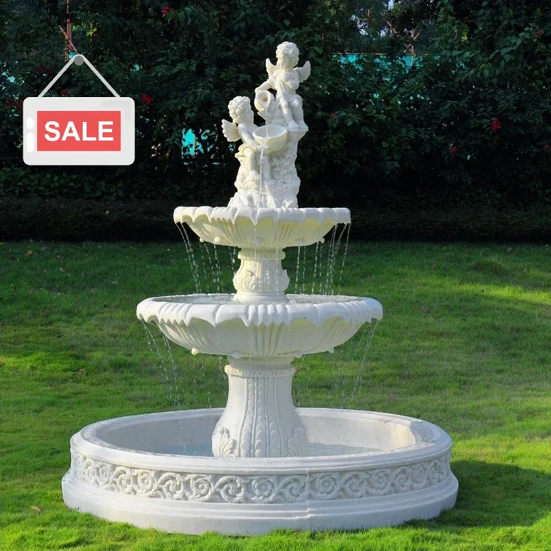 

J Outdoor garden, fish pond, water feature, courtyard floor-to-ceiling decoration Large European-style flowing water fountain,
