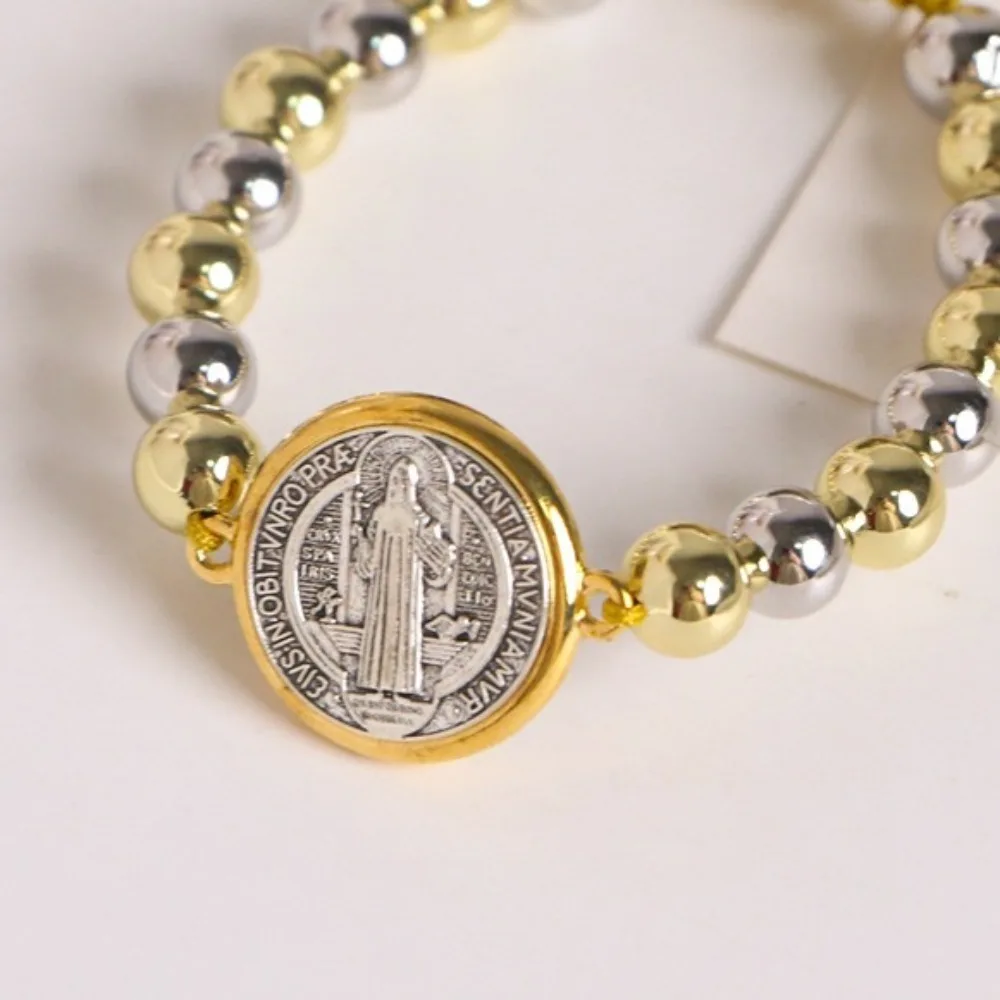 세인트 베네딕트 땋은 묵주 팔찌 핸드 쥬얼리 조절 가능한 페르시 팔찌 매력 민족 스타일 팔찌 기도 구슬 선물