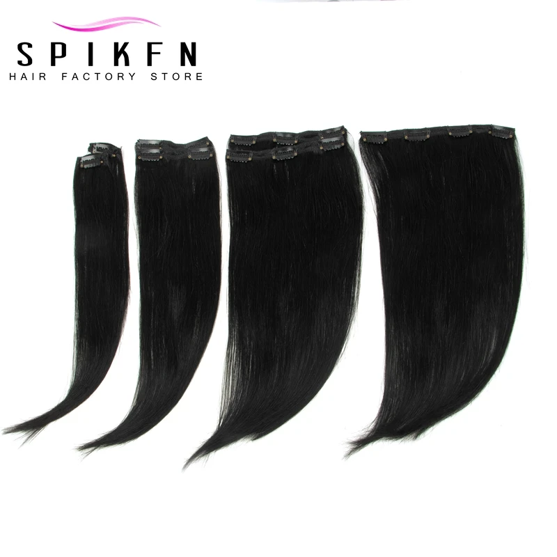 SPIKJoy1 #-Extensions de Cheveux 100% Naturels à réinitialisation, Noir de Jais, 12-24 Pouces, Tête Complète, 7 Pièces/Ensemble