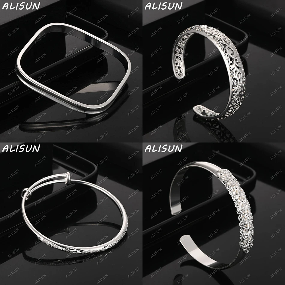 

ALISUN 925 Sterling Silver Design Bangle For Women Men Charm Trend Birthday Gifts Fashion Party Fine Jewelry