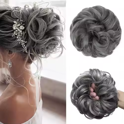 Synthetic Messy Hair Bun Extensions Big Curly Elastic Hair Scrunchies Hairpieces Chignon Donut Updo Hair Pieces for Women - Image 13