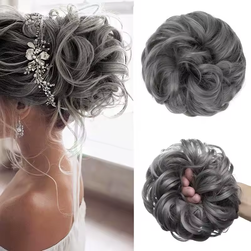 Synthetic Messy Hair Bun Extensions Big Curly Elastic Hair Scrunchies Hairpieces Chignon Donut Updo Hair Pieces for Women - Image 13