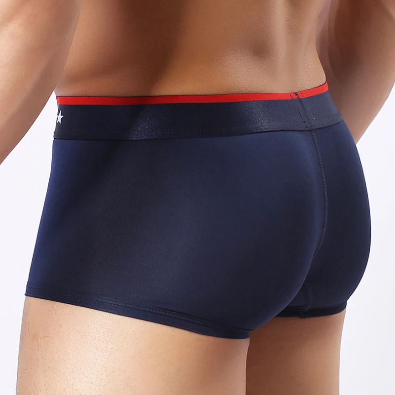 Sexy Men's Underwear Ice Silk Boxers Shorts Super Thin Translucent Low-rise Trunks Soft Breathable Panties