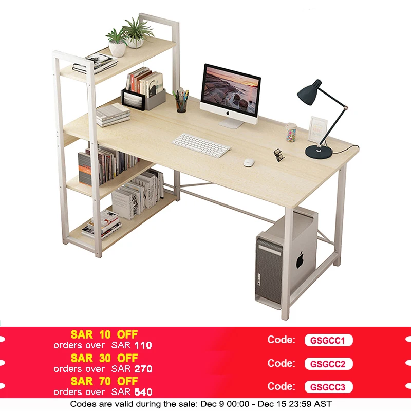 Computer Desk with Storage Shelves Study Writing Table for Home Office,Modern Simple Style