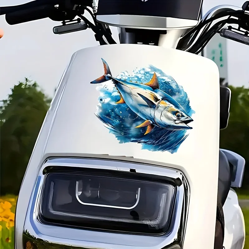 1Pc 6inch Tuna Fish Vinyl Sticker, Matte Self‑Adhesive Waterproof Decal for Car Truck Glass Metal Ceramic Wood Plastic Decor