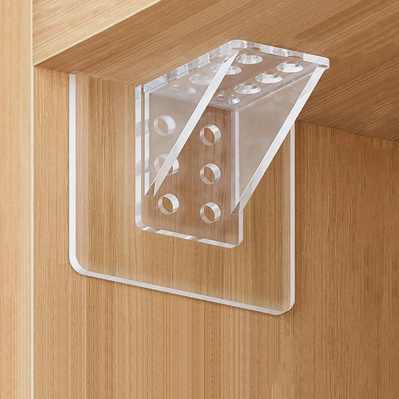 4/8PCS Triangular Bracket Wardrobe Partition Bracket No Drilling No Marking Adhesive Layered Bracket Holder Strong Adhesive