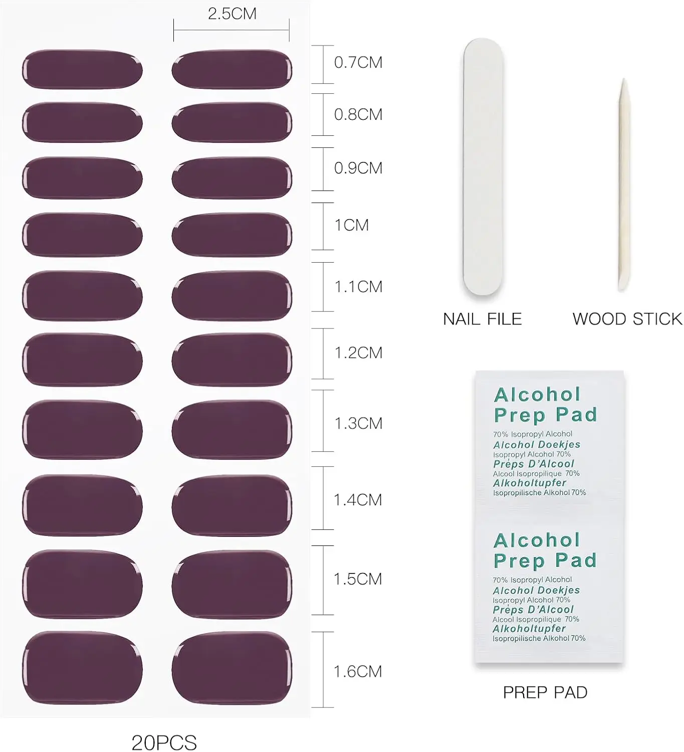 ملصقات أظافر جل باللون الأحمر الخمري والأرجواني شبه معالجة شرائط أظافر جل يلتف بالأشعة فوق البنفسجية/LED تصميم فني للأظافر وإكسسوارات الديكور