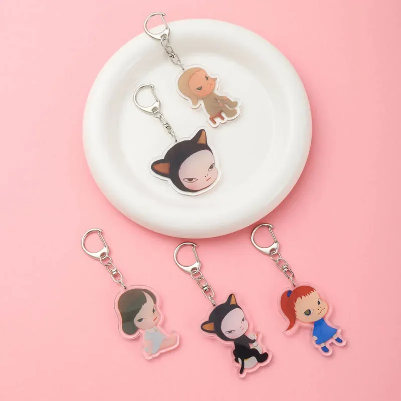 

Anime Cartoon Yoshitomo Nara Acrylic Keychain Accessaries Funny Bag Pendant Cute Creative Charm Car Keyring Friends Fans Gifts