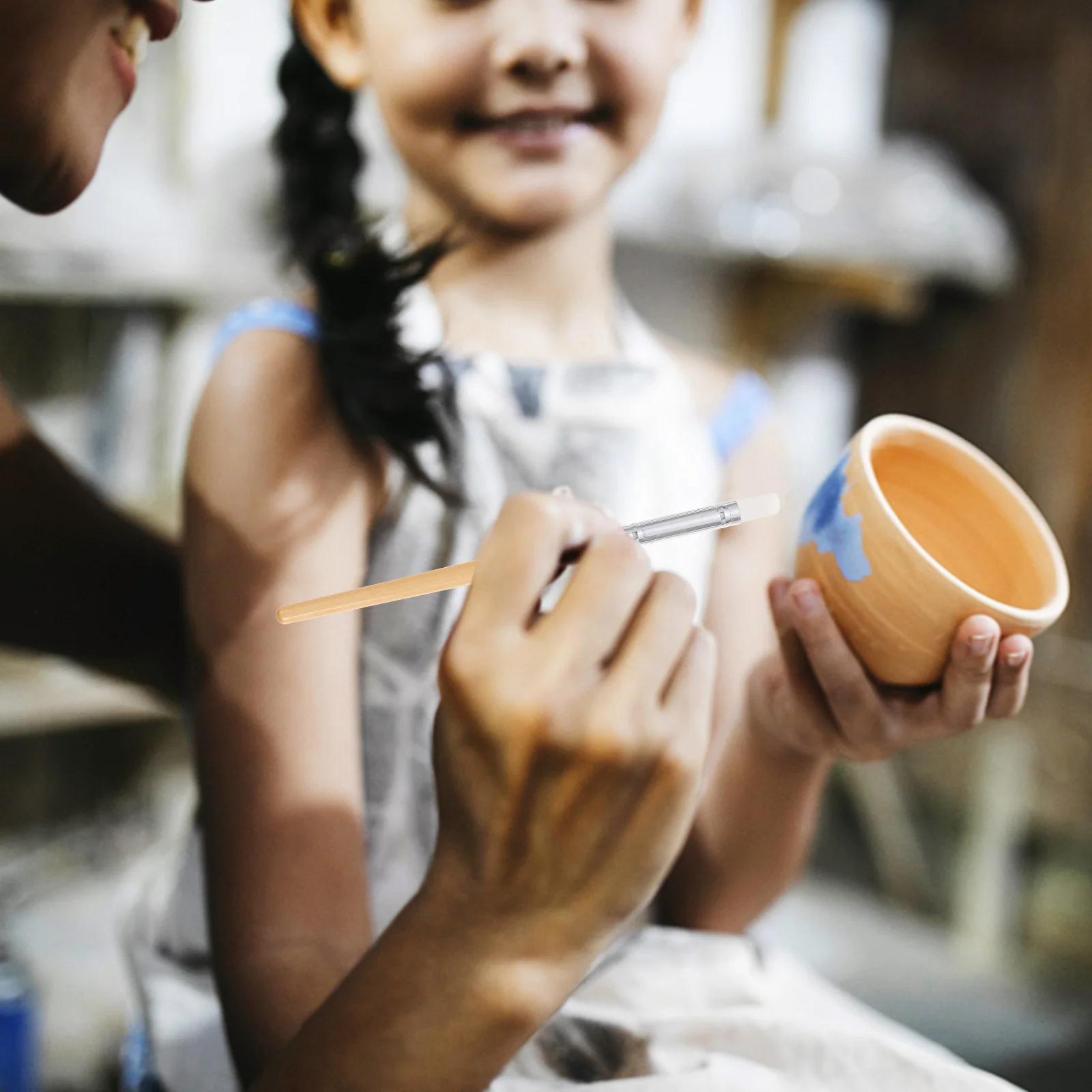 

5Pcs Silicone Sculpture Pen High-Quality Wood Handle Flexible Tips for Clay Smoothing Blending Color Shaping Professional