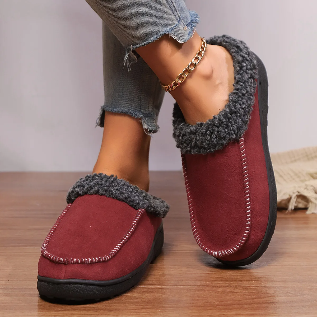 Slippers Men Winter Plush Warm Thick Sole Indoor Non-slip Women Couples Home Shoes Casual Platform Ankle Boots Loafers