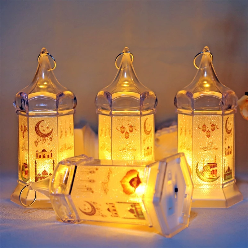 Ramadan Lamp 2025 Eid Mubarak Night Light Easter Muslim Desktop Ornament Hanging Lantern Creative Home Decor Party Supplies