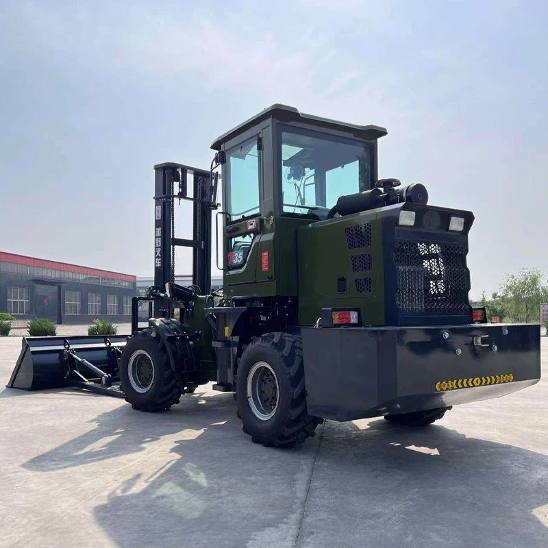 Off-Road Vorkheftrucks Worden Gebruikt Voor Boerderijen, Slechte Wegen Vierwielaangedreven Hydraulische Lift Rijden-Bij Het Laden En Lossen Van Vorkheftrucks