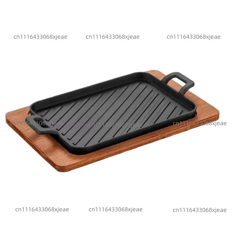 Cast Iron Rectangular Double Handle Induction Cooker Barbecue Steak Commercial Barbecue Cookware Cast Iron Cooking Utensils