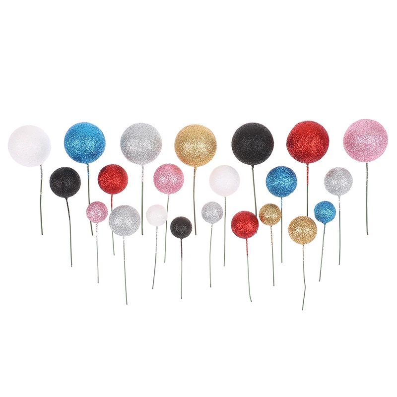 

20Pcs Mixed Size Golden Ball Cake Topper Home Birthday Party Wedding Cupcake Topper For Cake Decoration