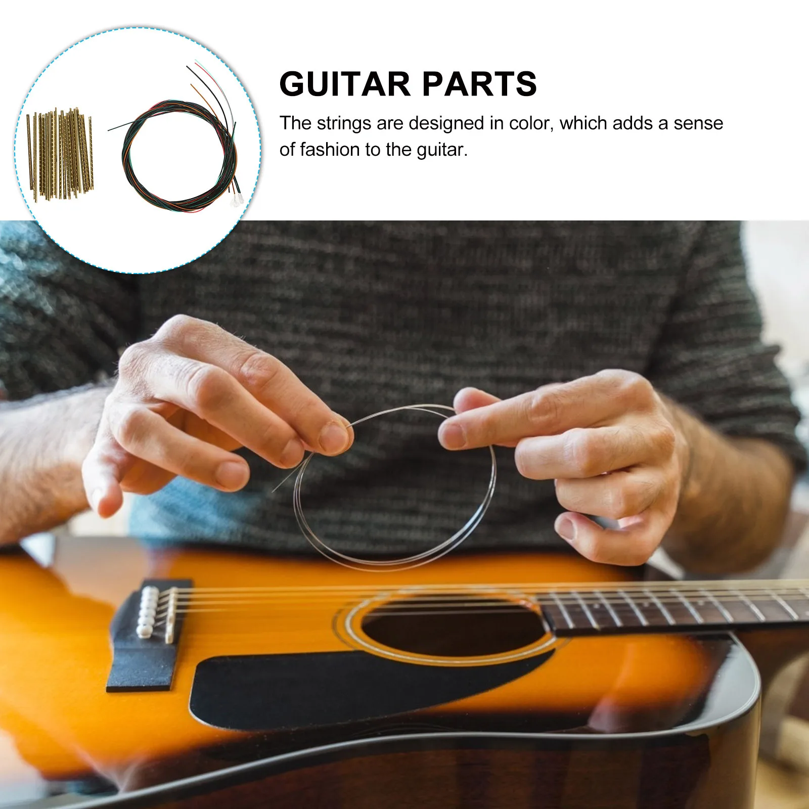 

1Set Classical Guitar Strings Set Vibrant Wear-Resistant Colorful Replacement Metal Strings Brass Fret Wire Classical Guitar