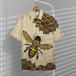 2024 Summer Animal Bee Men Hawaiian Shirt 3d Insect Bees Shirt For Men Print Loose Hawaiian Shirts Beach Holiday Shirt Camisa