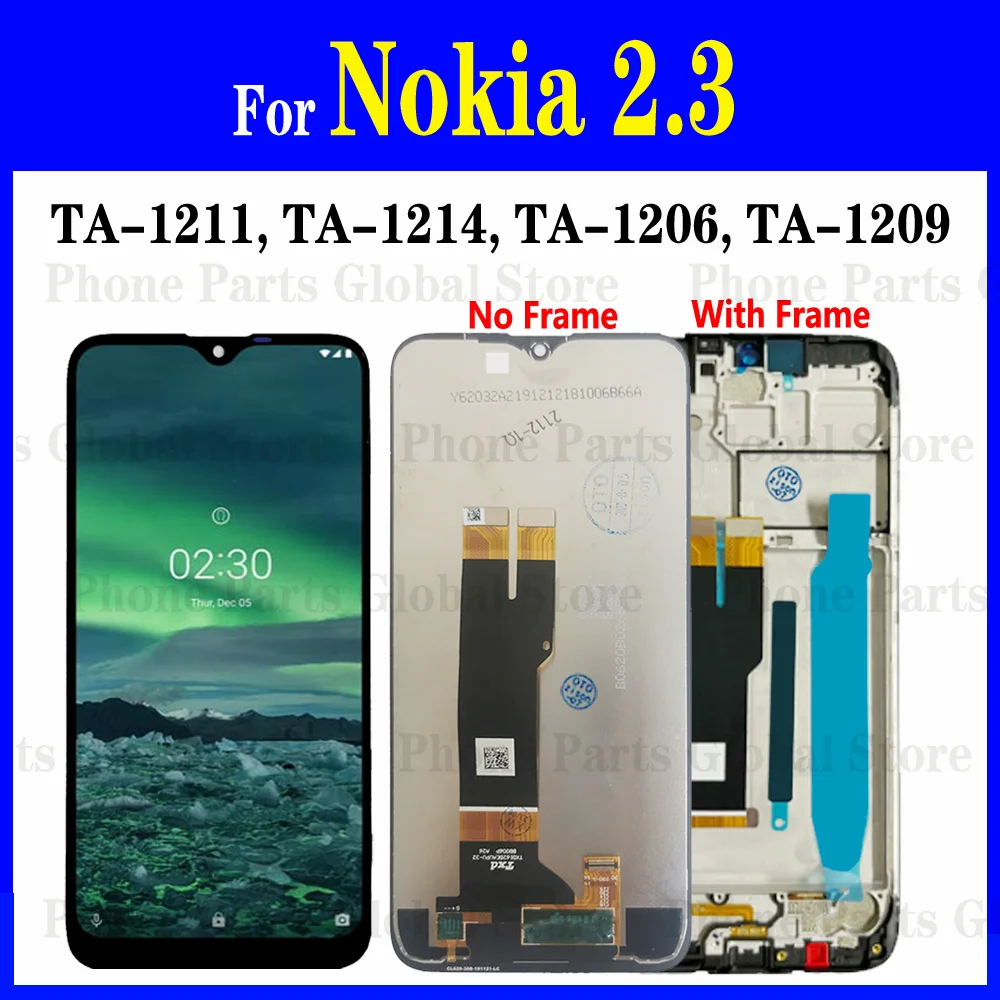 Pantalla de 6,2 pulgadas para Nokia 2,3 LCD con marco TA-1211 TA-1214 TA-1206 TA-1209 LCD montaje de digitalizador táctil para Nokia 2,3 LCD