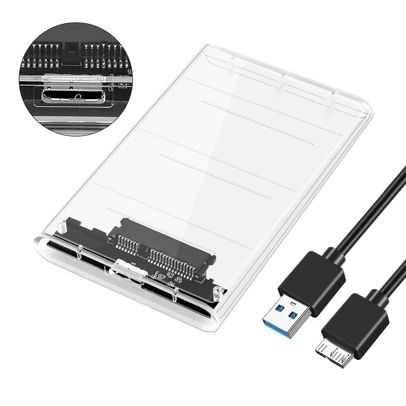 Transparante HDD-behuizing HDD-behuizing 2,5 inch SSD SATA naar USB2.0 Type-C-adapter Draagbare externe harde schijfbox zonder gereedschap
