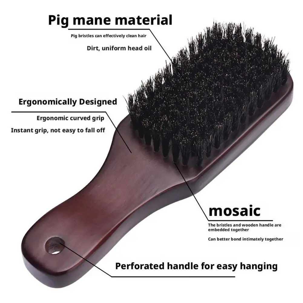 

Men Beard Brush Wood Handle Boar Bristle Moustache Cleaning Brush Hairdressing Anti Static Barber Hair Styling Comb Tool