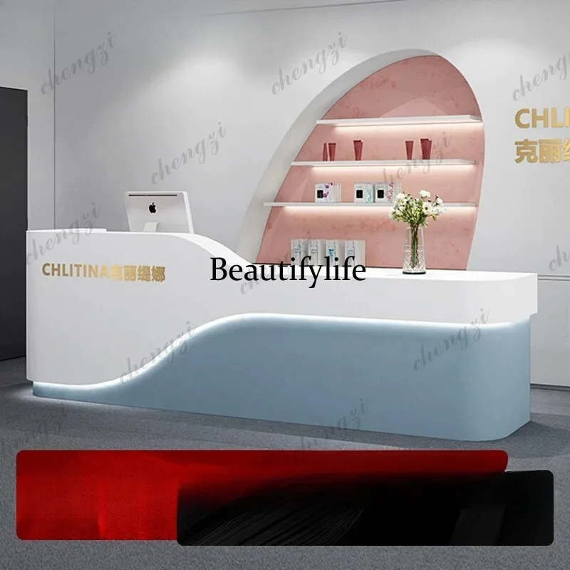 Front desk company creative clothing store checkout page simple dance studio reception desk beauty salon bar