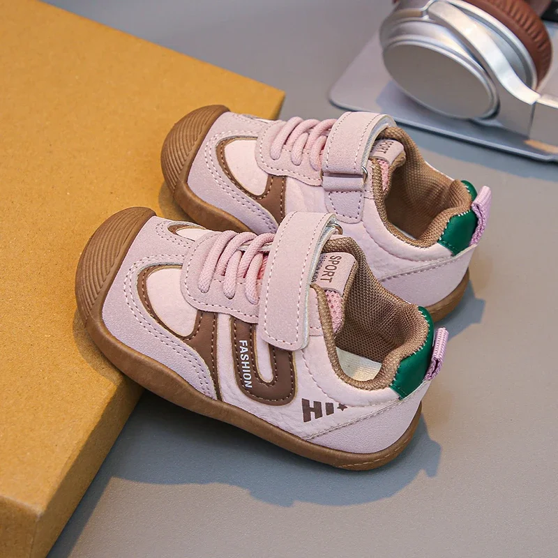 Toddler Retro Casual Sneakers, Anti-Collision Toe Hook and Loop Walking Shoes, Soft Non Slip Baby Trainers Spring Autum