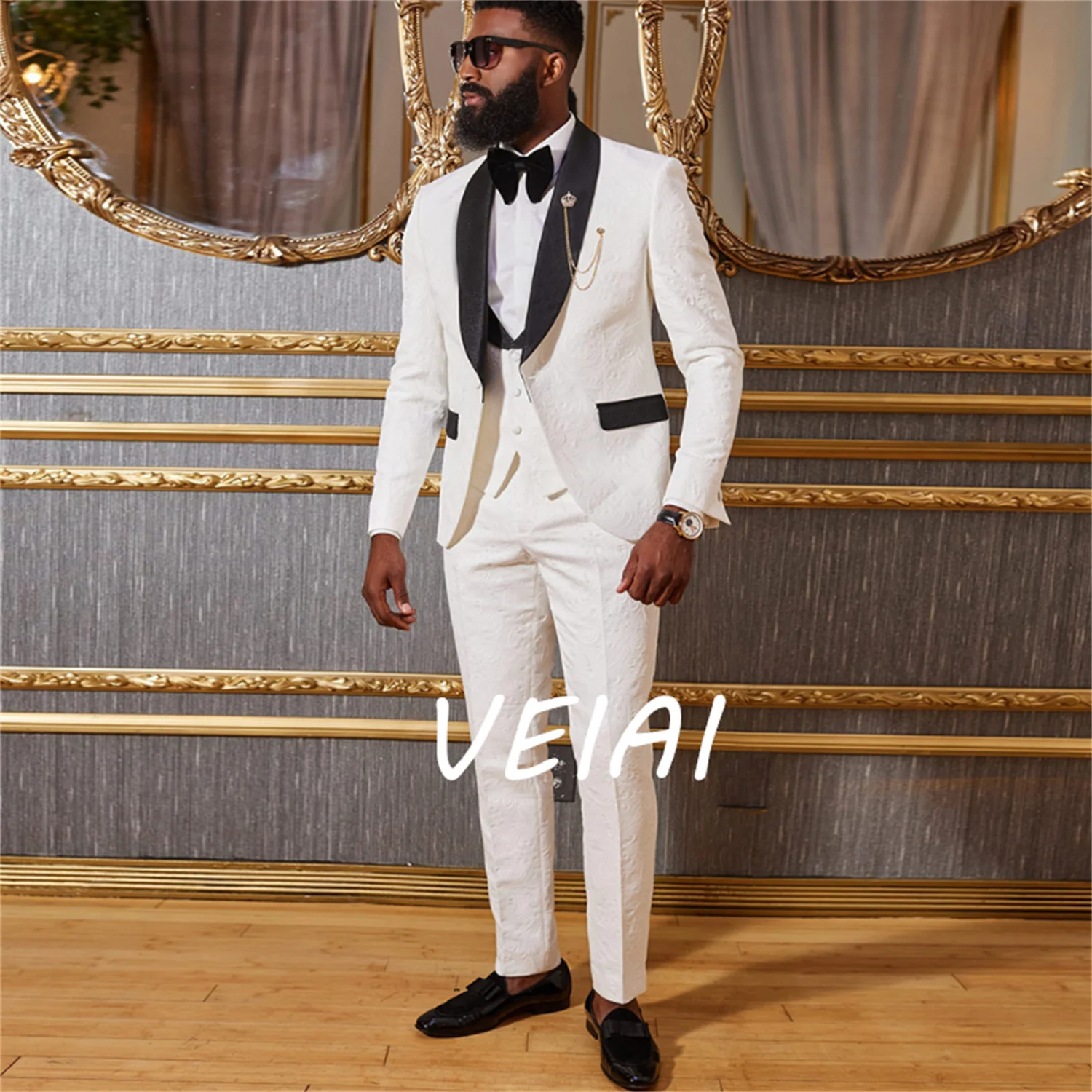 

Индивидуальный костюм в африканском стиле для свадьбы для мужчин, приталенный смокинг жениха на заказ, деловой мужской костюм из трех предметов, куртка с жилетом и брюками