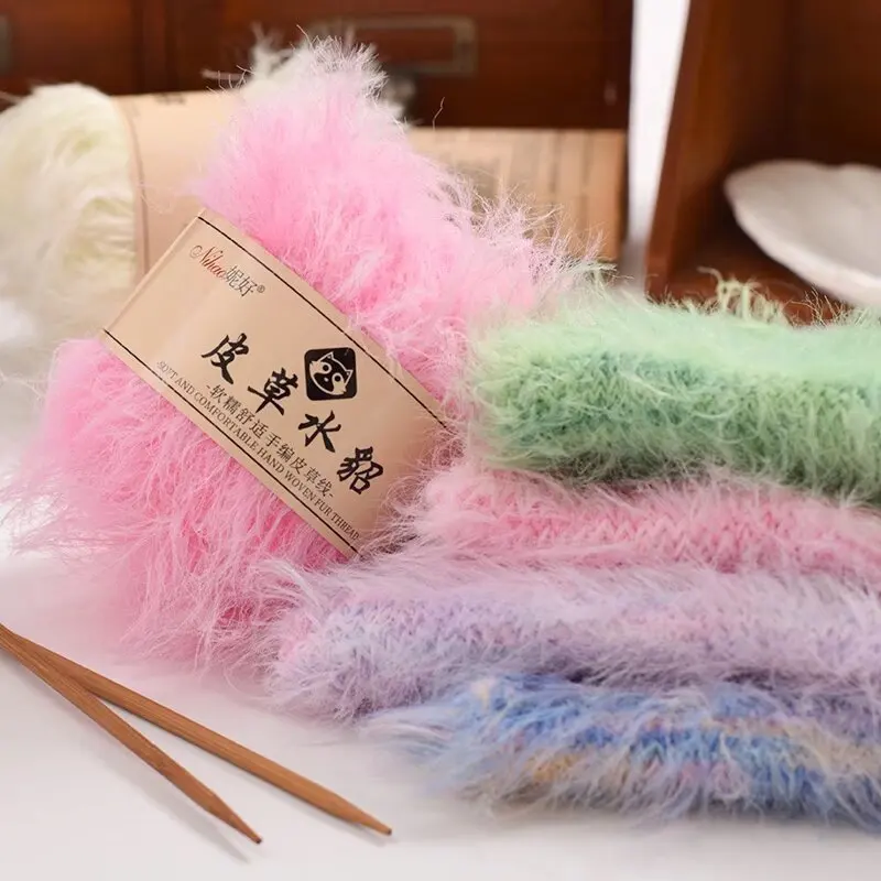 50 جرام فرو المنك أسفل طويل الصوف اليد مختلط الموضوع وشاح الغزل DIY بها بنفسك المواد حقيبة الطفل خط المرجان أسفل فينيكس أسفل الخط