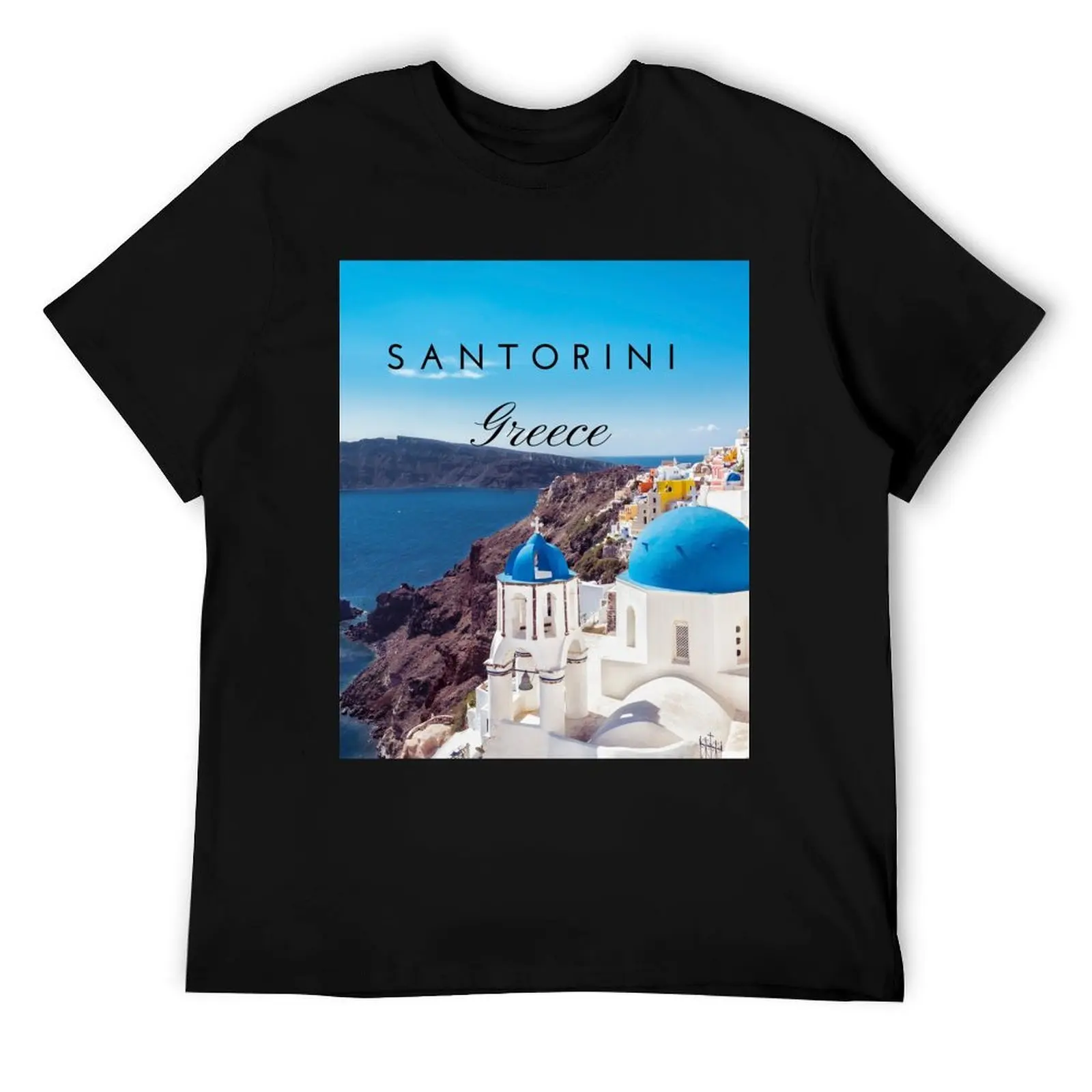 

Santorini Greece T-Shirt black cotton t-shirt plain for man package anime tshirt T-Shirt