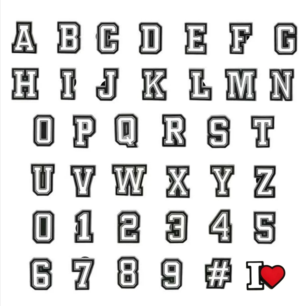 Pink Letter Shoe Charms White Black Alphabet Clogs Sandals Decoration Shoes Accessories Buckle for Friends Party Gift