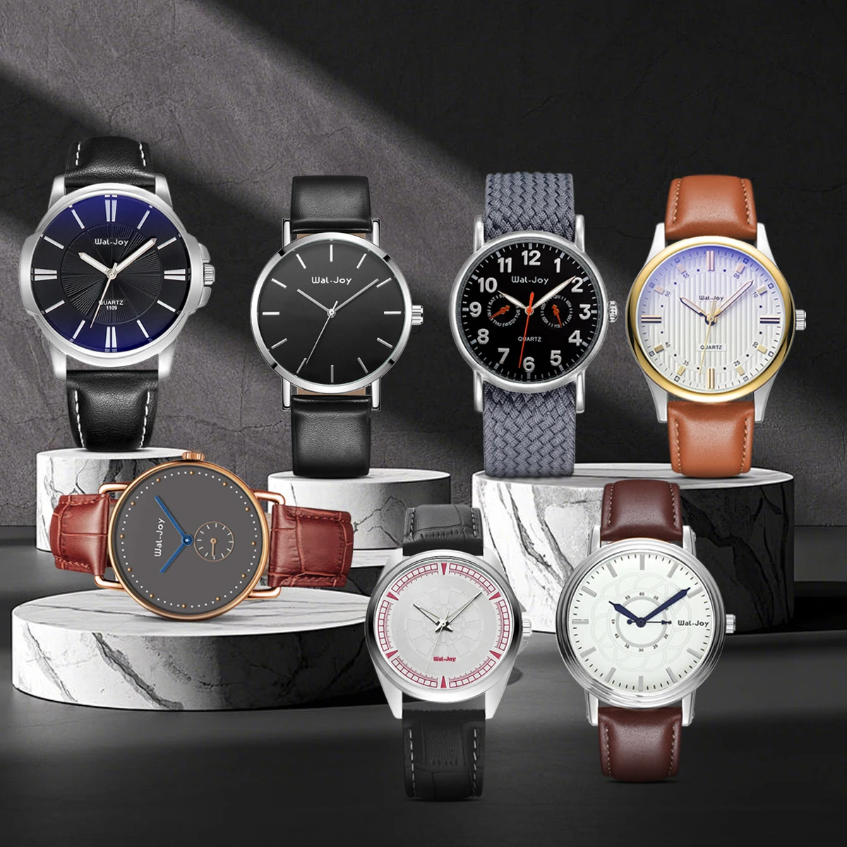 

7pcs Watches For Men Fashion Watch Set Pu Leather Strap Clock Man Wristwatch Combination Gift Relogio Masculino Reloj Hombres