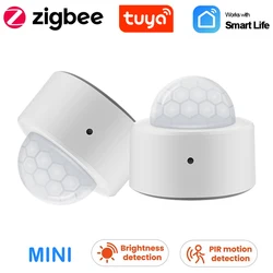 Tuya 2 w 1 Zigbee Mini PIR Motion Movement Human Body Sensor Detector Security Alarm + Brightness Luminance Detection Lux Meter