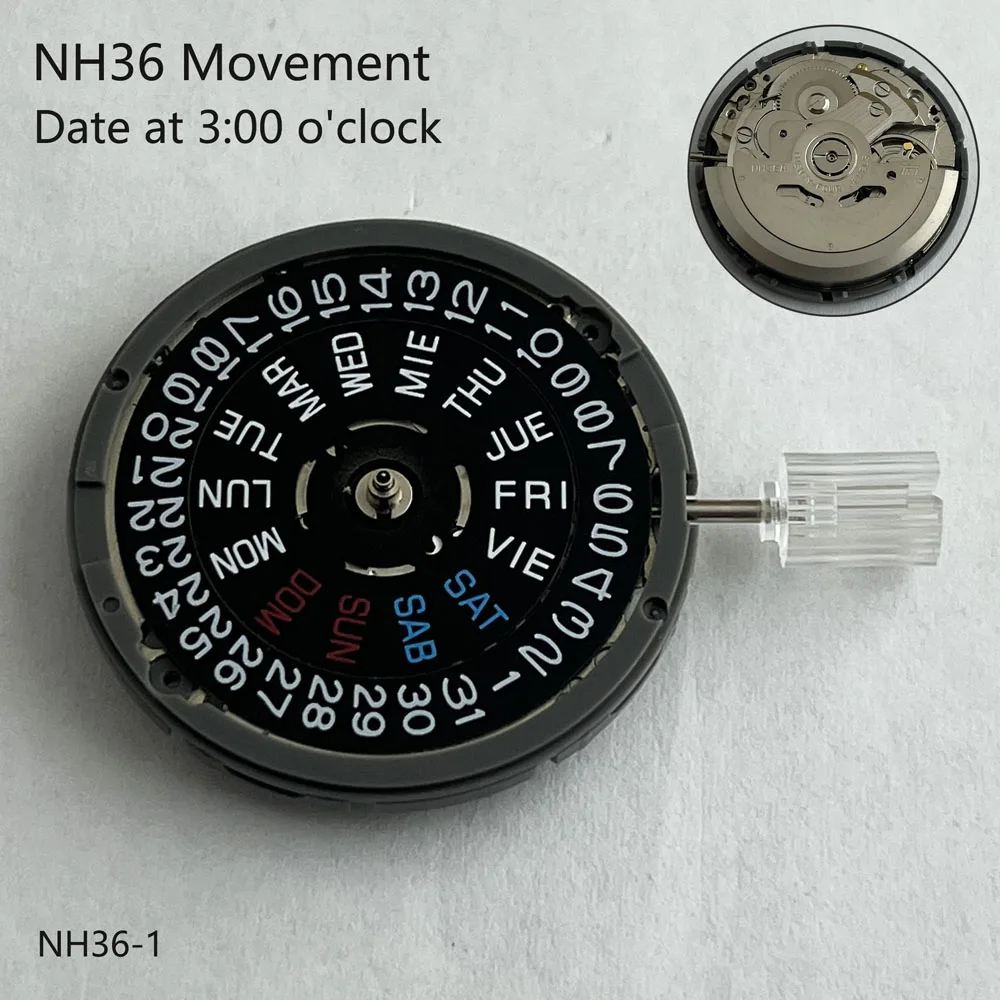 حركة nh36 اليابانية حركة الأسبوع والتاريخ مع 24 مجوهرات ملحقات ساعة حركة ميكانيكية أوتوماتيكية عالية الدقة