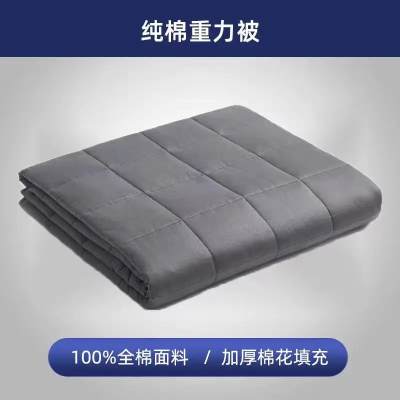 100% Cotton Weighted Blanket Thick Filling Breathable Soft Cozy Heavy for Adults Kids Bedroom Sleeping Relaxing Calming Gray