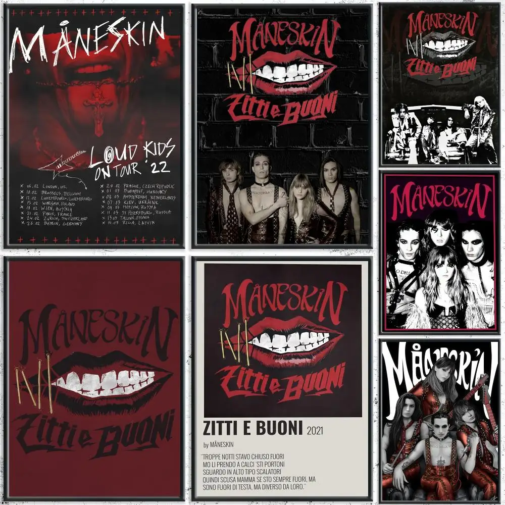 

Cool Band M-Maneskin Poster Premium Waterproof Aesthetic Wall Art for Living Room Bedroom Bar Home Decoration HD Print Best Gift