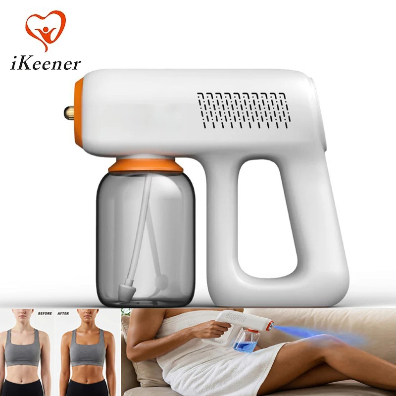 

Sprayer Machine with Blue Light Rechargeable Handheld Electric Sprays Bottle Adjustable Fogger Blackened Skin Machine for Women