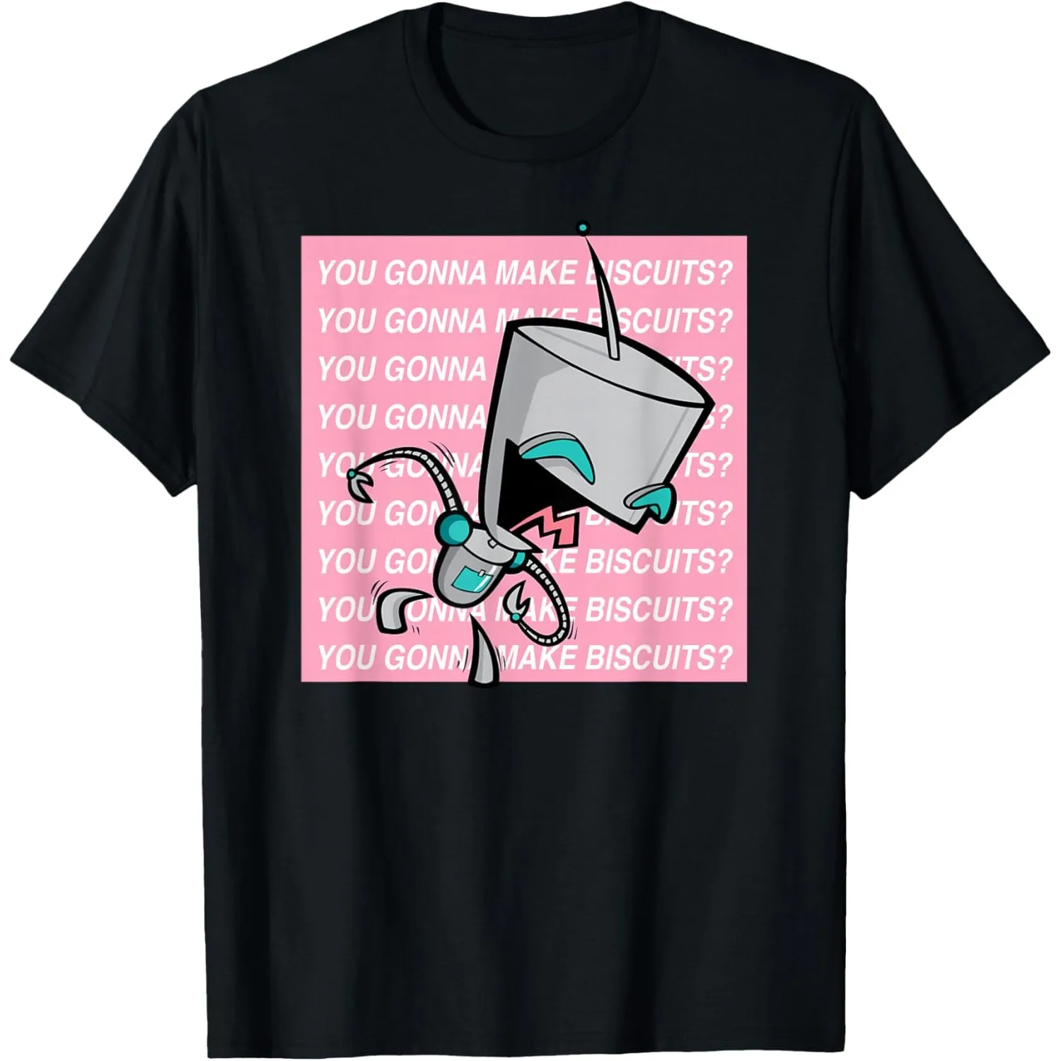 

Invader Zim You Gonna Make Biscuits Robot Graphic T-Shirt Soft Cotton Tee for Men