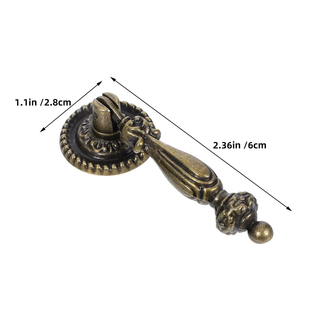 6Pcs Vintage Bronze Cabinet Pull Handles Tear Drop Drawer Knobs Zinc Alloy Decorative Metal for Closet Dresser Cupboard