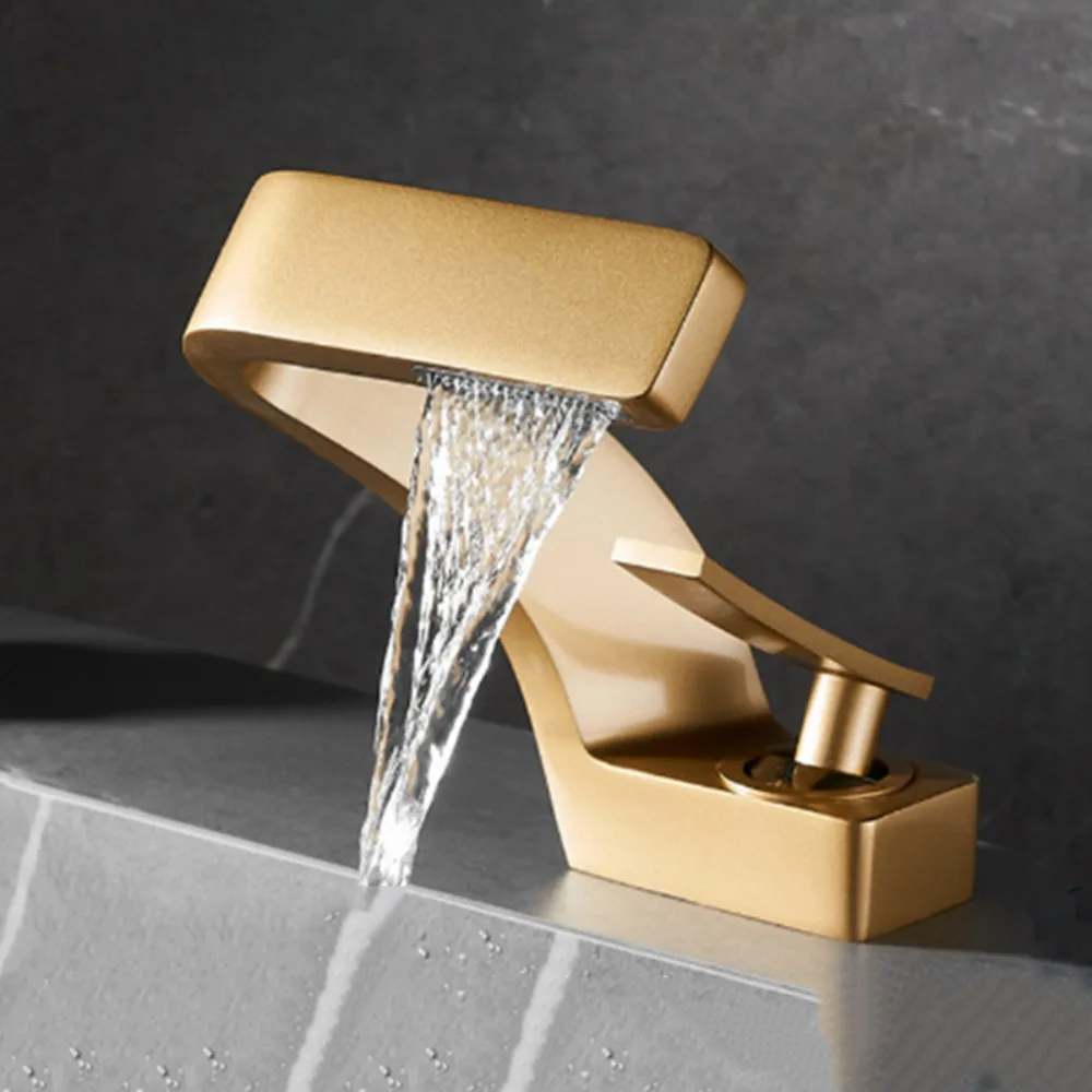 

Matte Golden White Basin Faucet Brushed Gold Single Handle Mixer Tap Black Chrome Contemporary Design Bathroom Sink Faucet