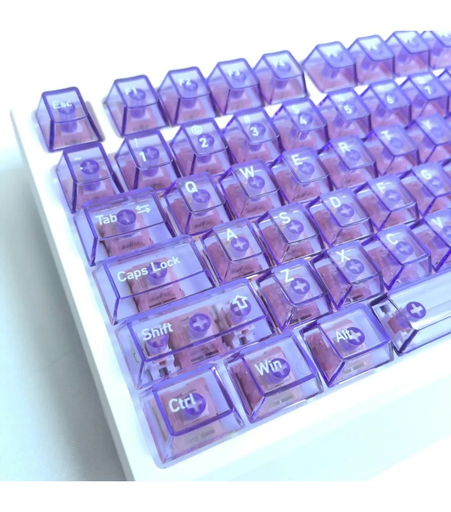 

Key cap crystal purple mechanical key cap original height small full set of 119 keys magnetic axis transparent