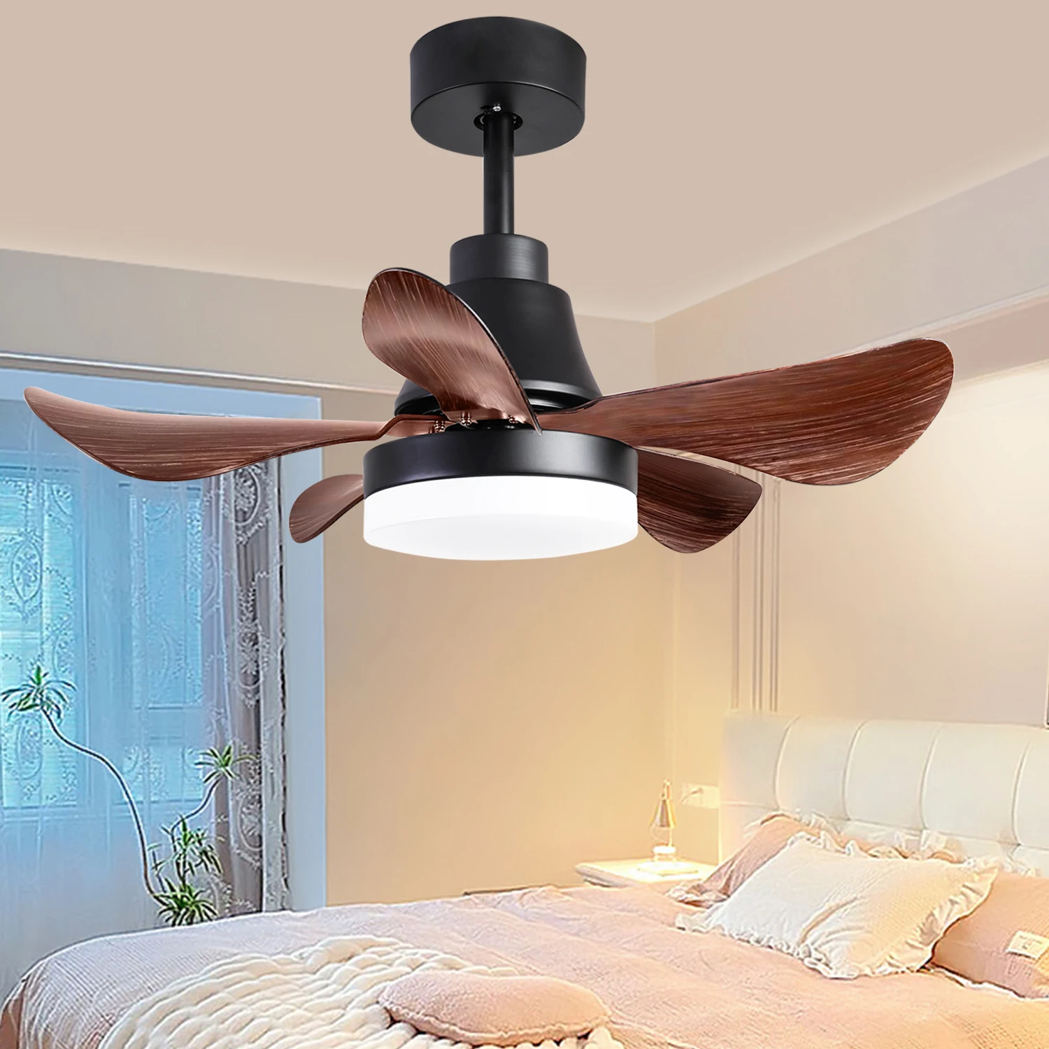 

28 lnch Ceiling Fan with Lights Remote Control, Small Ceiling Fan Flush Mount, 5 Reversible Blades, Low Profile Ceiling Fan Ligh