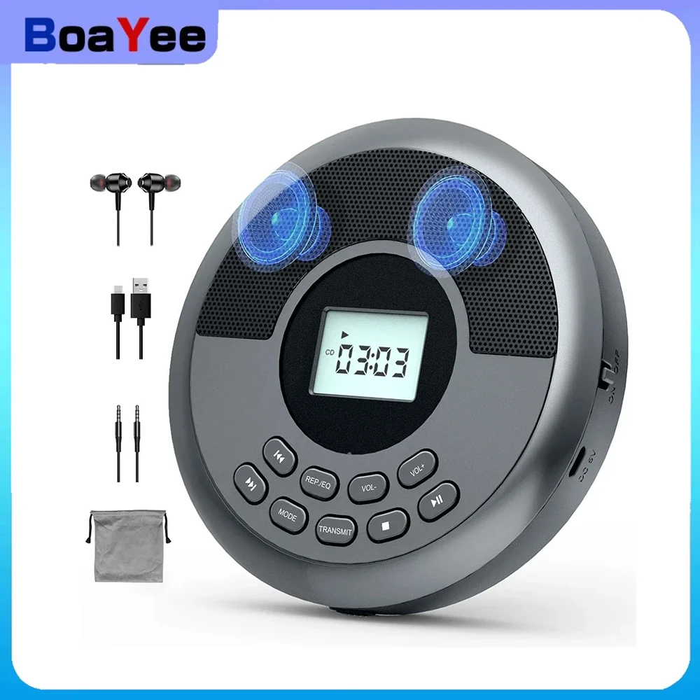 

CD Player with Speaker Stereo and Headphones Bluetooth USB MP3 Music U Disk Album Players Portable Rechargeable Discman Walkman