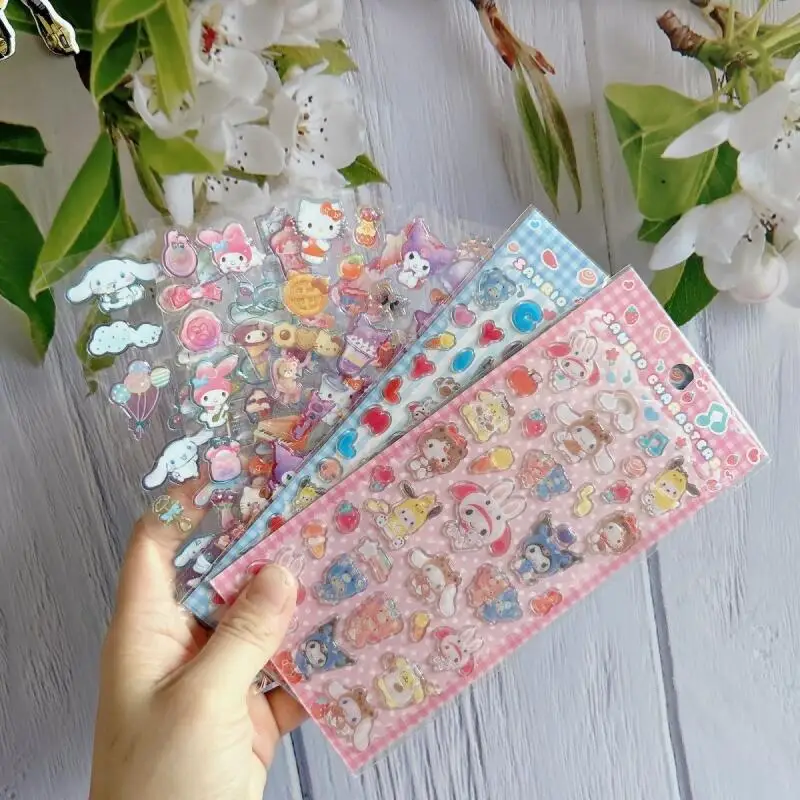 

Kawaii Sanrio Kuromi Cinnamoroll Cute Cartoon Sticker Hello Kitty Crystal Stickers Hand Account Diy Material Girl Birthday Gift
