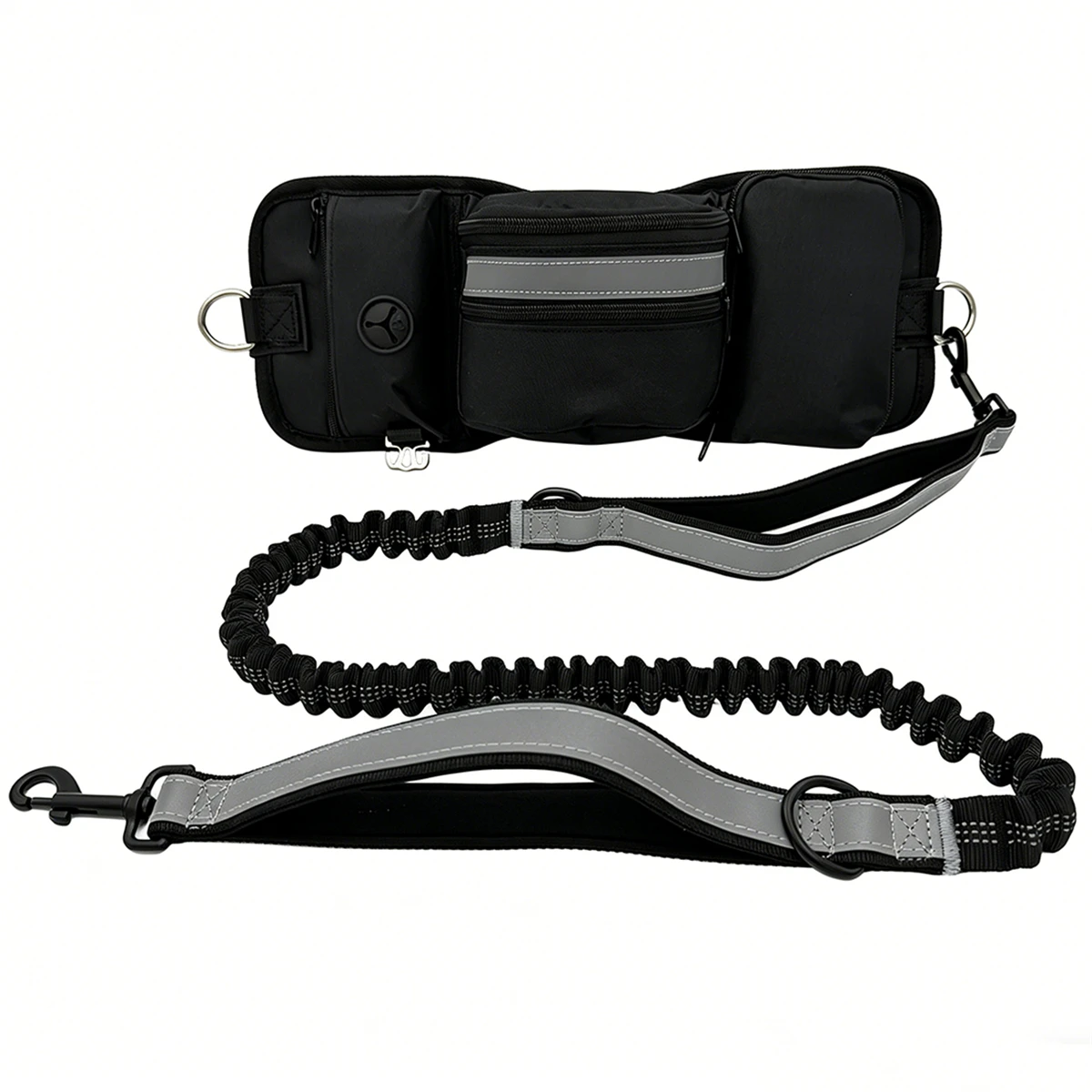 

Hands Free Dog Leash With Black Grey Waist Bag Reflective Dog Lead Elastic Dog Walking Leash With Two Handles 128-185cm Dog Rope
